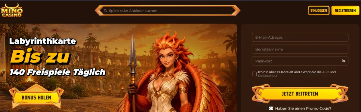 Mino Casino Test 2026 mit Labyrinth Map, 18000 Spielen und täglichem Bonus-Kalender